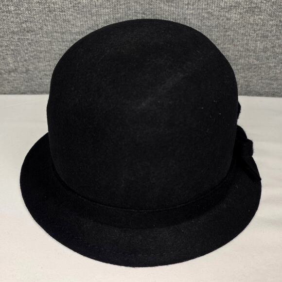SAKKAS VINTAGE WOMEN'S BLACK 100% WOOL HAT – BOWLER/CLOCHE STYLE – ONE SIZE - Picture 7 of 9